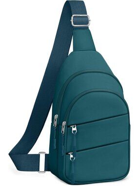Women's Teal Blue Lightweight Small Hiking Sling Outdoors Travel Crossbody Bags